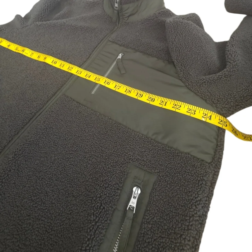 Naadam Mens Fleece Sherpa Zip Up Jacket Dark Olive Green XL NWOT